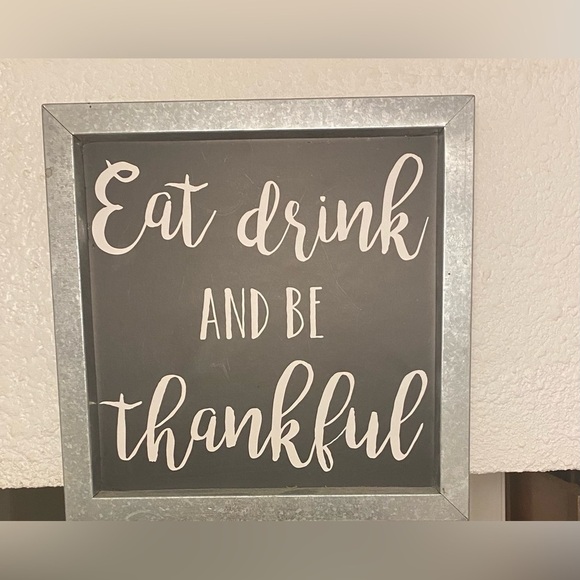 *EUC* Eat Drink and Be Thankful Galvanized Home Decor Wall Art Decor - Picture 1 of 2